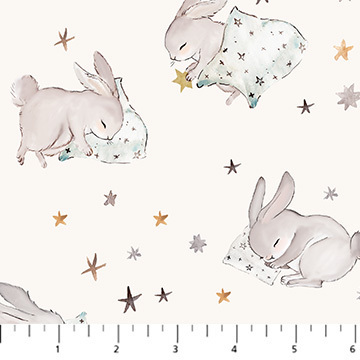 Cotton Tale - Sleeping bunnies on cream backgroune