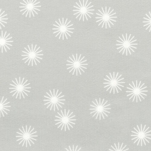 Cozy Cotton Flannel - White dandelions on grey background