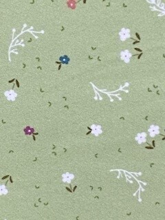 Winter Days Flannel - Small flowers & sprigs on sage green background