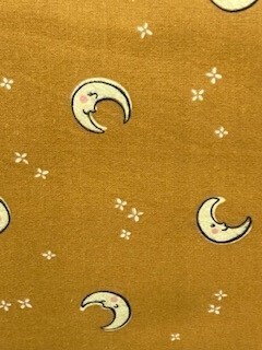 Cozy Cotton Flannel, To the Moon - Moons on gold background