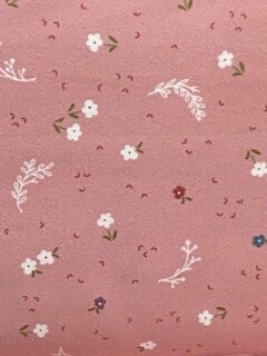 Winter Days Flannel - Small flowers & sprigs on pink background