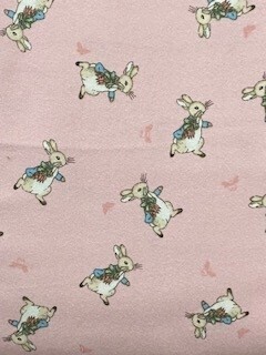 The Tale of Peter Rabbit Flannel - Peter Rabbit on pink background