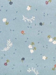 Winter Days Flannel - Small flowers & sprigs on blue background